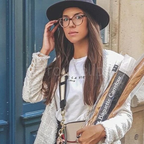 White Graphic French Text Print Tee Shirt Short Sleeve Crew Neck - Picture 11 of 17